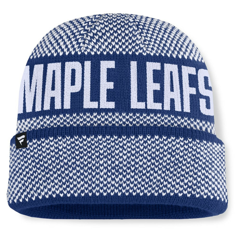 Toronto Maple Leafs Fanatics Fundamentals Shelter Cuffed Knit Hat - Blue/White Hats