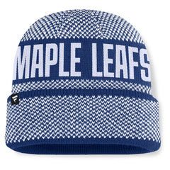 Toronto Maple Leafs Fanatics Fundamentals Shelter Cuffed Knit Hat - Blue/White Hats