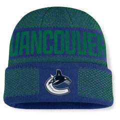 Vancouver Canucks Fanatics Fundamentals Shelter Cuffed Knit Hat - Blue/Green Hats