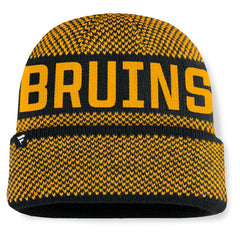 Boston Bruins Fanatics Fundamentals Shelter Cuffed Knit Hat - Black/Gold Hats