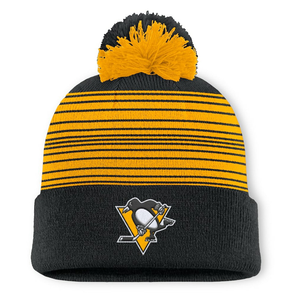 Pittsburgh Penguins Fanatics Fundamental Spirit Cuffed Pom Knit Hat - Black Hats
