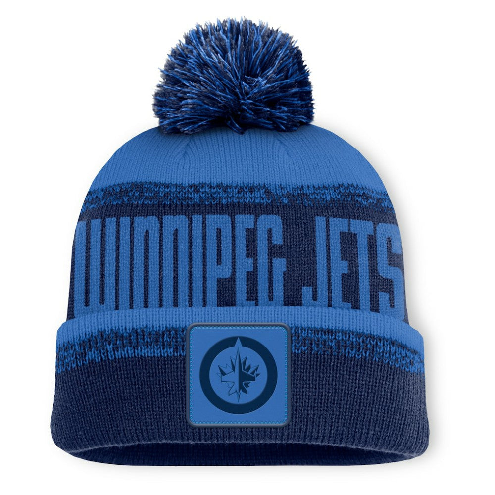 Winnipeg Jets Fanatics Fundamentals Thrive Cuffed Knit Hat with Pom - Navy/Blue Hats