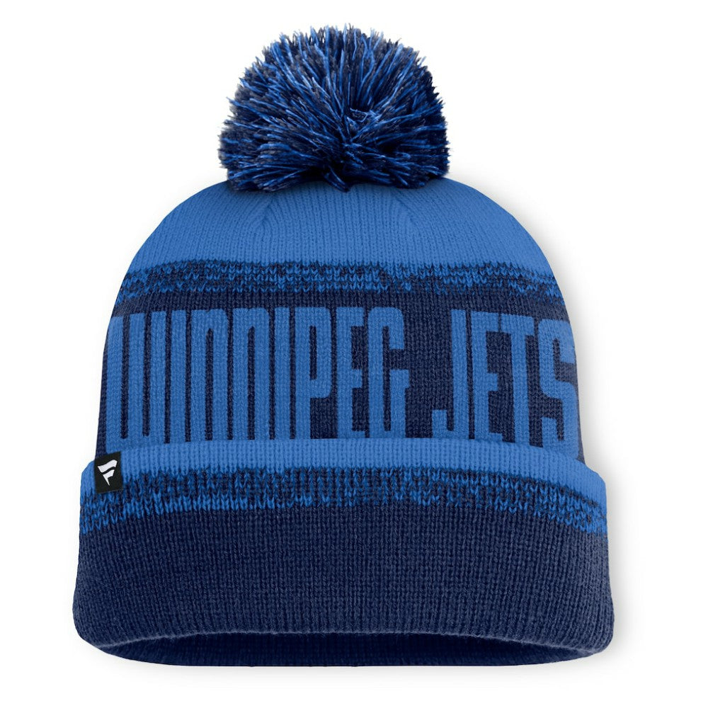 Winnipeg Jets Fanatics Fundamentals Thrive Cuffed Knit Hat with Pom - Navy/Blue Hats