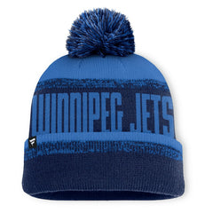 Winnipeg Jets Fanatics Fundamentals Thrive Cuffed Knit Hat with Pom - Navy/Blue Hats