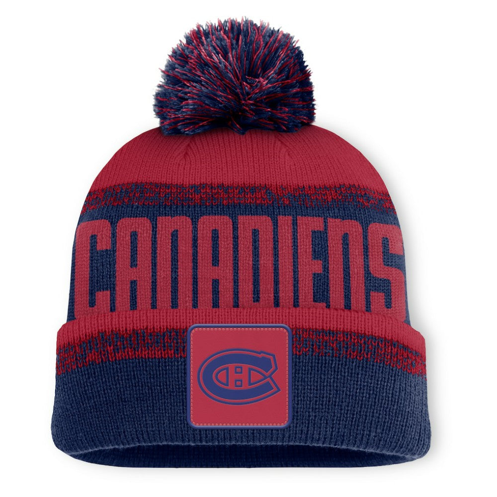Montreal Canadiens Fanatics Fundamentals Thrive Cuffed Knit Hat with Pom - Navy/Red Hats