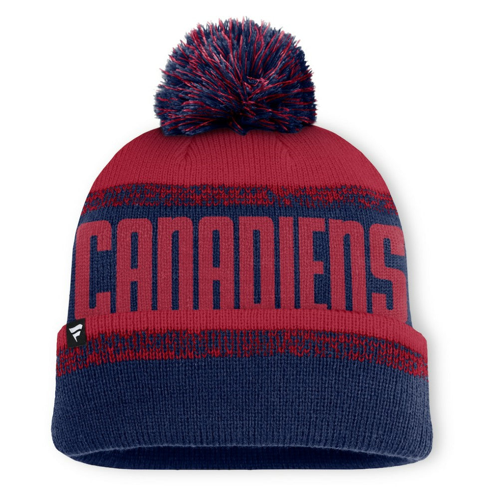 Montreal Canadiens Fanatics Fundamentals Thrive Cuffed Knit Hat with Pom - Navy/Red Hats