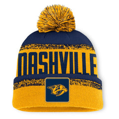 Nashville Predators Fanatics Fundamentals Thrive Cuffed Knit Hat with Pom - Gold/Navy Hats