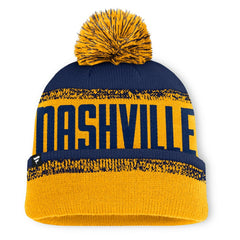 Nashville Predators Fanatics Fundamentals Thrive Cuffed Knit Hat with Pom - Gold/Navy Hats