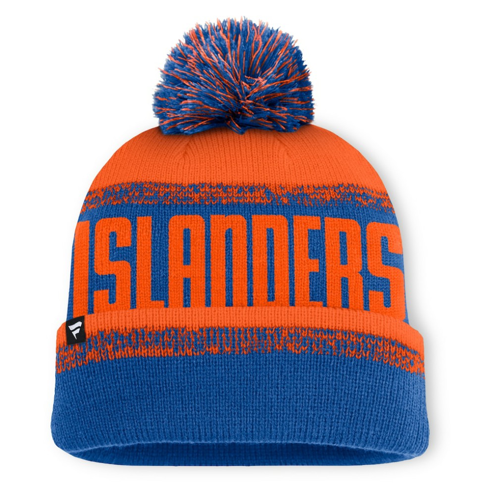 New York Islanders Fanatics Fundamentals Thrive Cuffed Knit Hat with Pom - Royal/Orange Hats