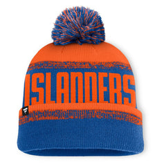 New York Islanders Fanatics Fundamentals Thrive Cuffed Knit Hat with Pom - Royal/Orange Hats