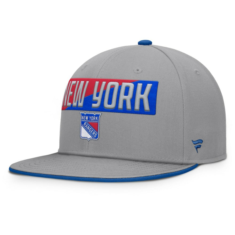 New York Rangers Fanatics Fundamentals Duo Split Logo Snapback Hat - Gray Hats