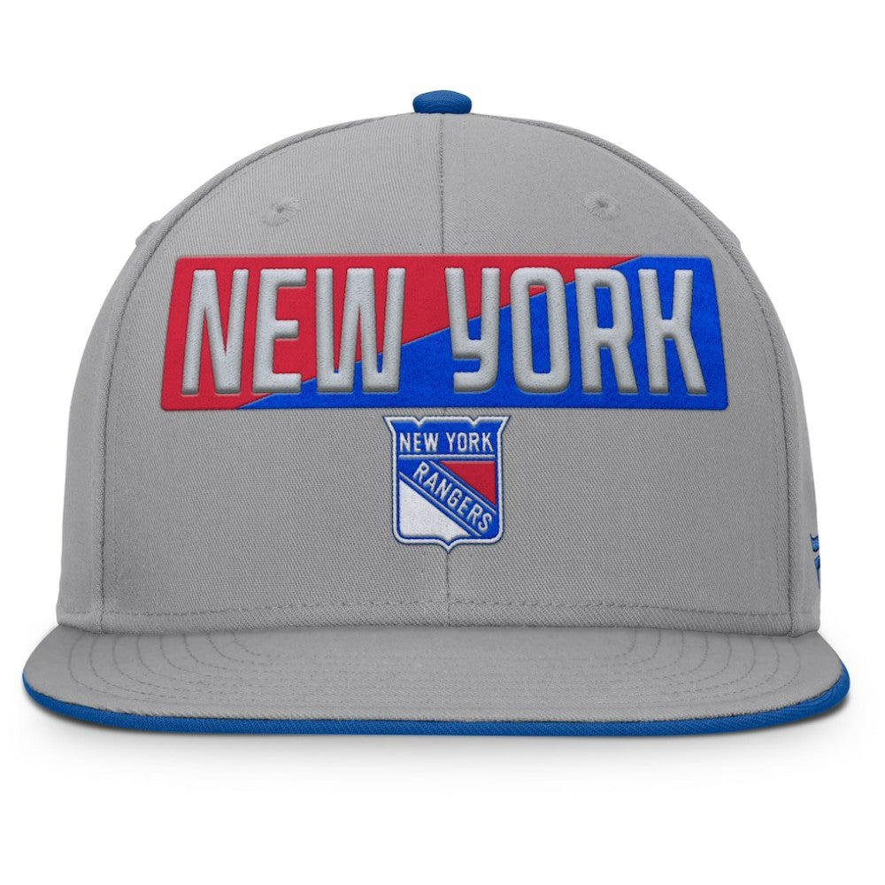 New York Rangers Fanatics Fundamentals Duo Split Logo Snapback Hat - Gray Hats