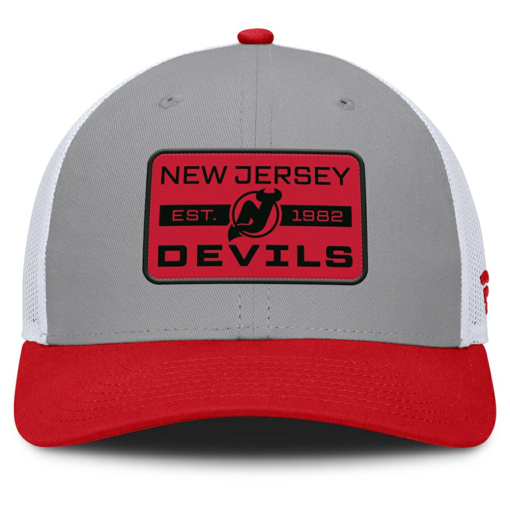 New Jersey Devils Fanatics Fundamental Adapt Trucker Adjustable Hat - Gray/Red Jerseys