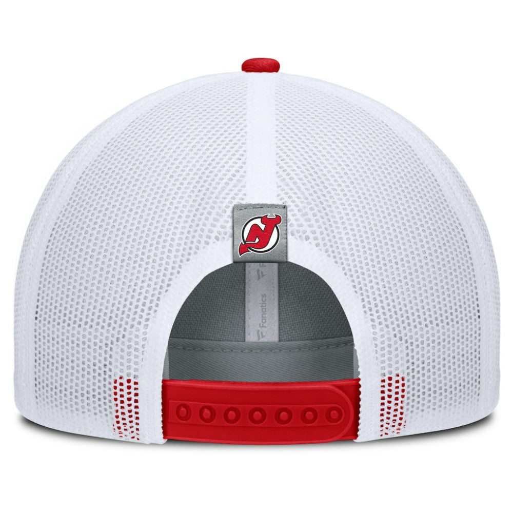 New Jersey Devils Fanatics Fundamental Adapt Trucker Adjustable Hat - Gray/Red Jerseys
