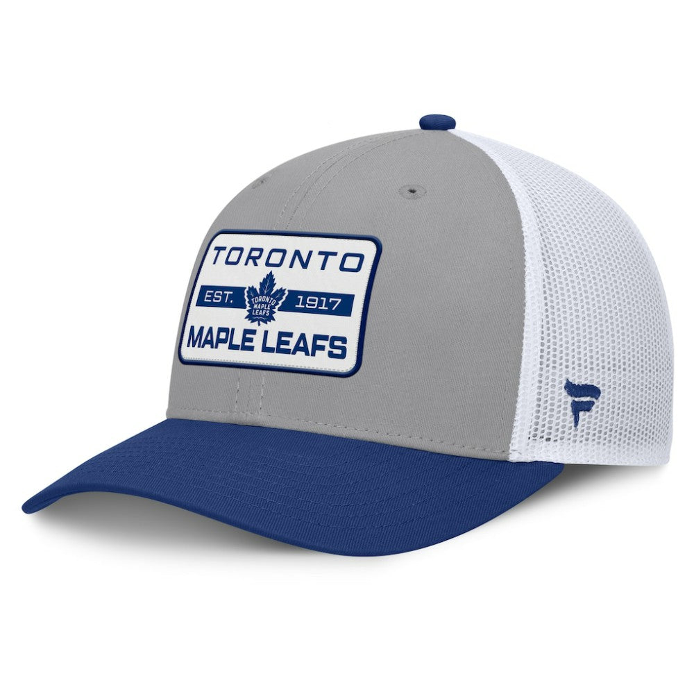 Toronto Maple Leafs Fanatics Fundamental Adapt Trucker Adjustable Hat - Gray/Blue Hats