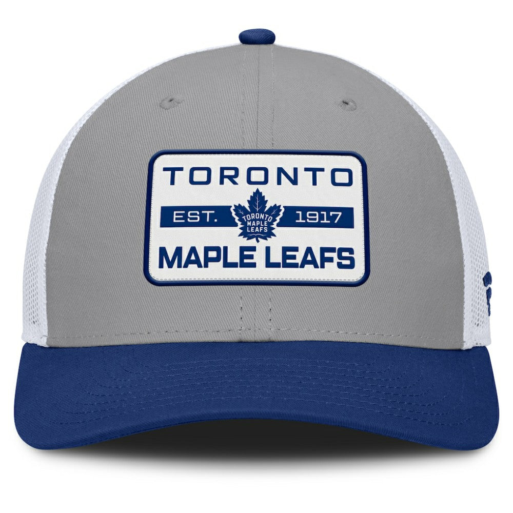 Toronto Maple Leafs Fanatics Fundamental Adapt Trucker Adjustable Hat - Gray/Blue Hats