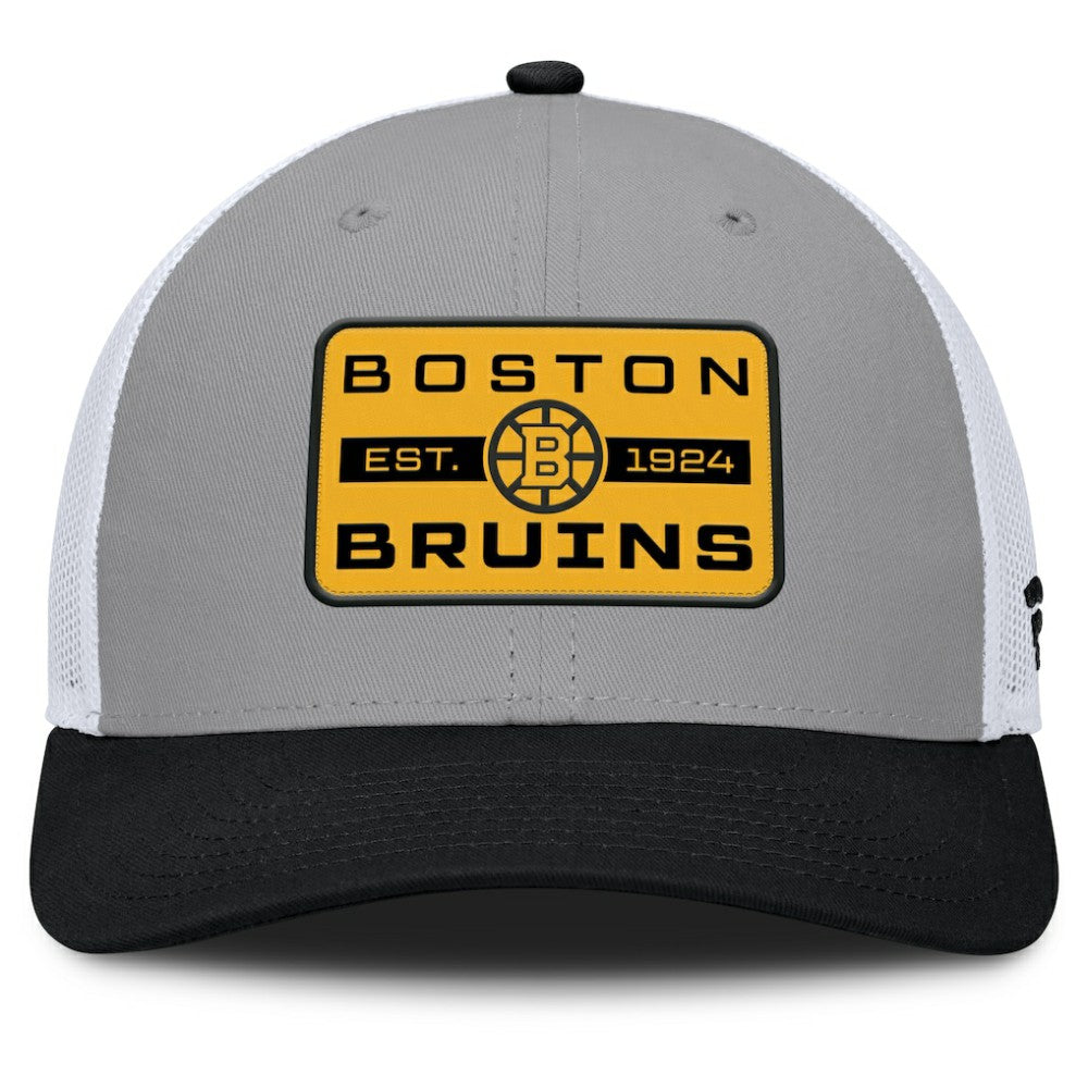 Boston Bruins Fanatics Fundamental Adapt Trucker Adjustable Hat - Gray/Black Hats
