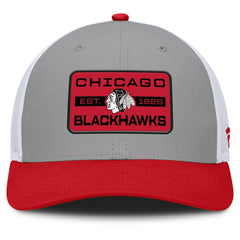 Chicago Blackhawks Fanatics Fundamental Adapt Trucker Adjustable Hat - Gray/Red Hats