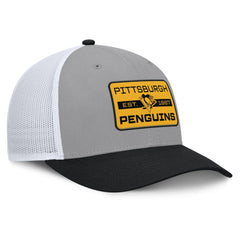Pittsburgh Penguins Fanatics Fundamental Adapt Trucker Adjustable Hat - Gray/Black Hats