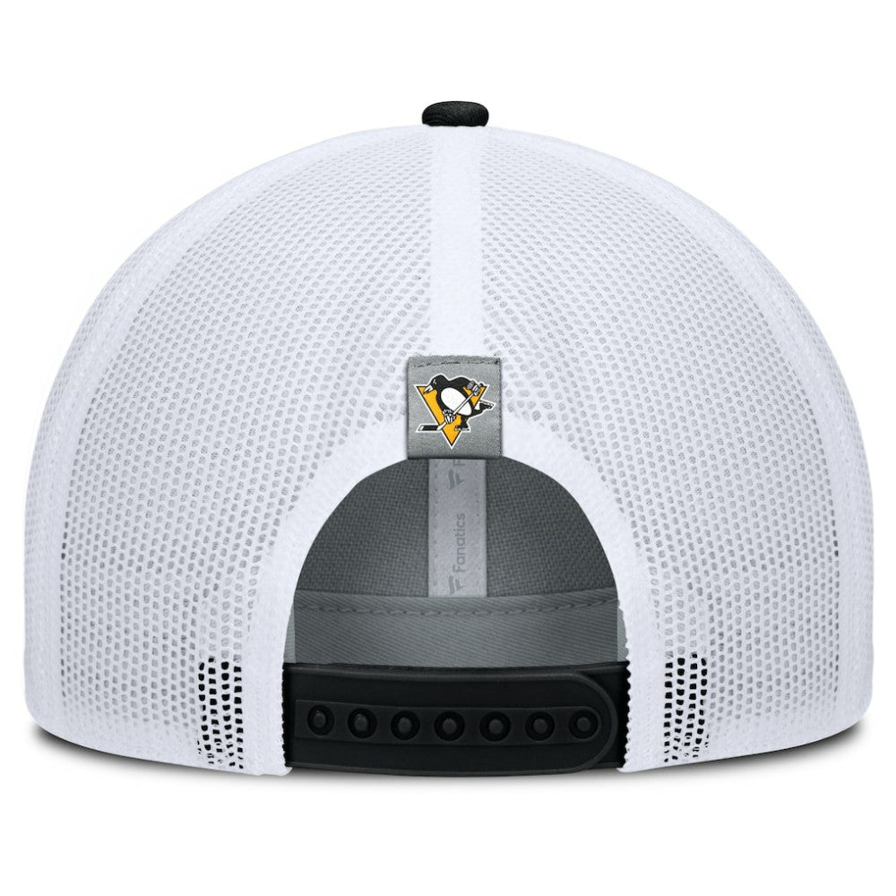 Pittsburgh Penguins Fanatics Fundamental Adapt Trucker Adjustable Hat - Gray/Black Hats