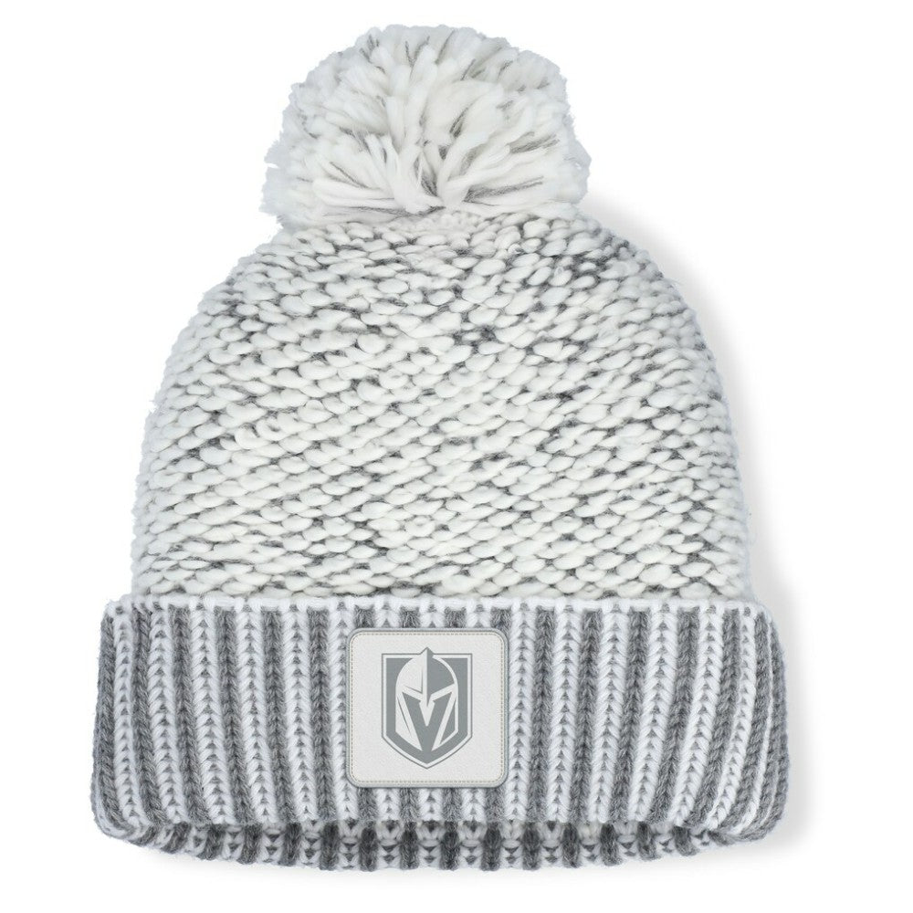 Vegas Golden Knights Fanatics Women's Fundamental Mist Cuffed Knit Hat with Pom - White/Gray Hats