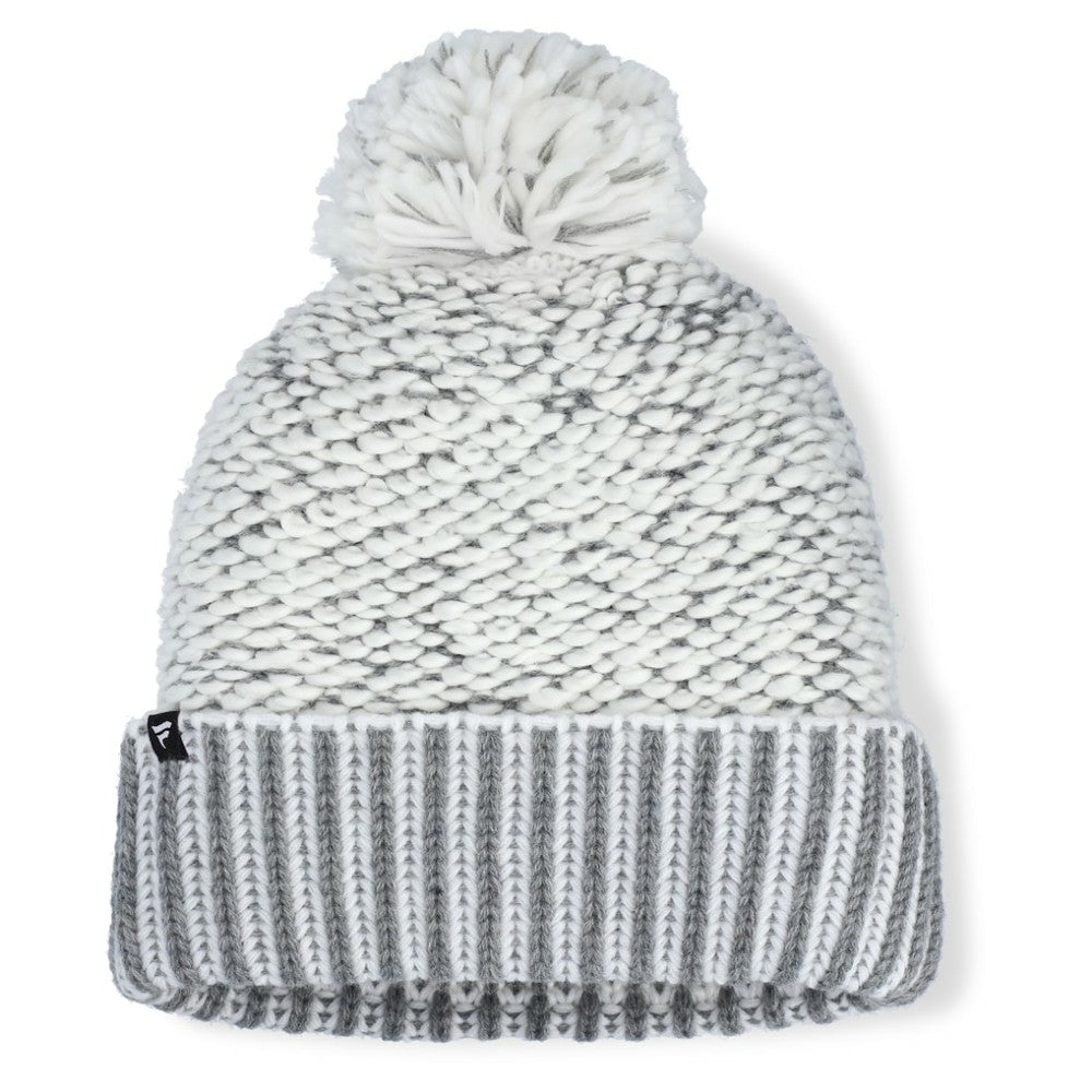 Chicago Blackhawks Fanatics Women's Fundamental Mist Cuffed Knit Hat with Pom - White/Gray Hats