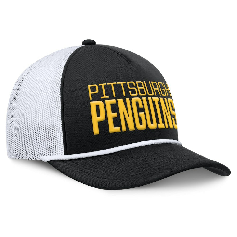 Pittsburgh Penguins Fanatics Heritage Dutch A-Frame Trucker Adjustable Hat - Black/White Hats