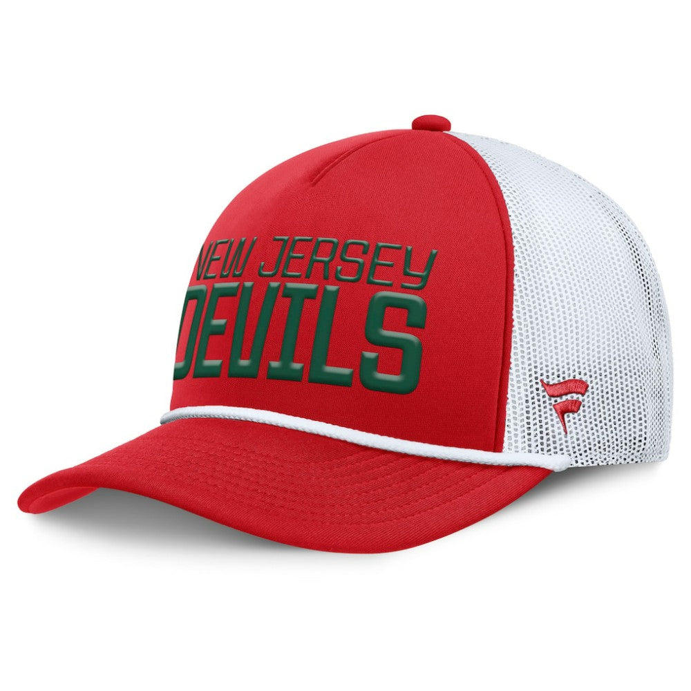 New Jersey Devils Fanatics Heritage Dutch A-Frame Trucker Adjustable Hat - Red/White Jerseys