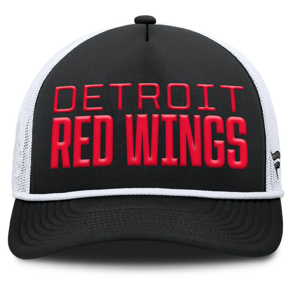 Detroit Red Wings Fanatics Heritage Dutch A-Frame Trucker Adjustable Hat - Black/White Hats