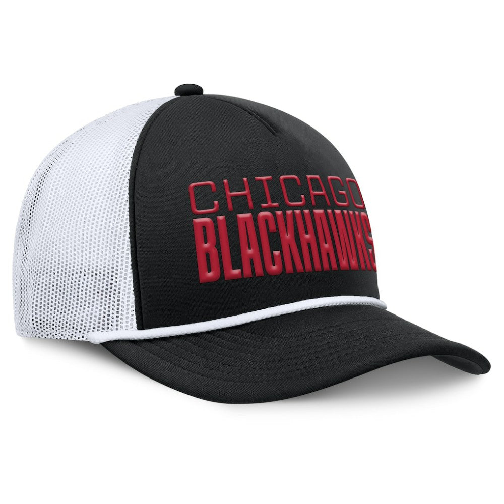 Chicago Blackhawks Fanatics Heritage Dutch A-Frame Trucker Adjustable Hat - Black/White Hats