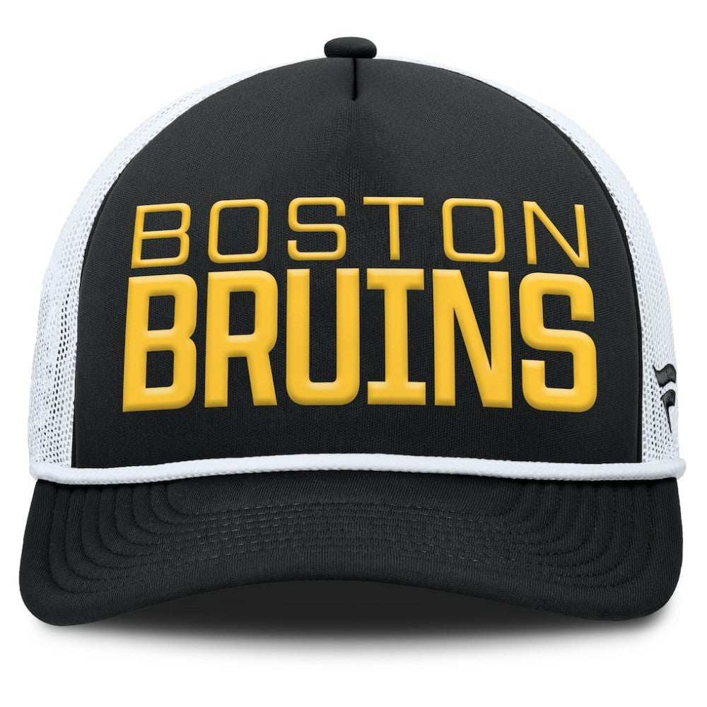 Boston Bruins Fanatics Heritage Dutch A-Frame Trucker Adjustable Hat - Black/White Hats