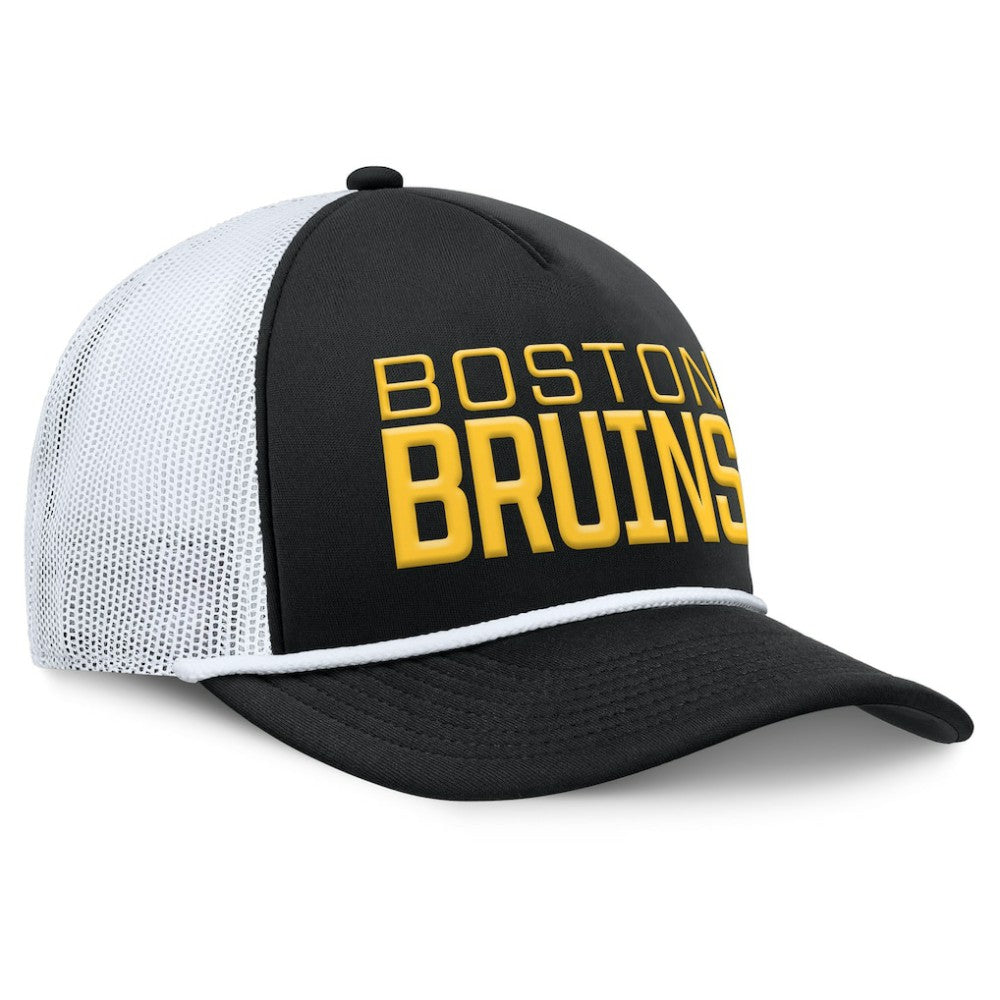Boston Bruins Fanatics Heritage Dutch A-Frame Trucker Adjustable Hat - Black/White Hats