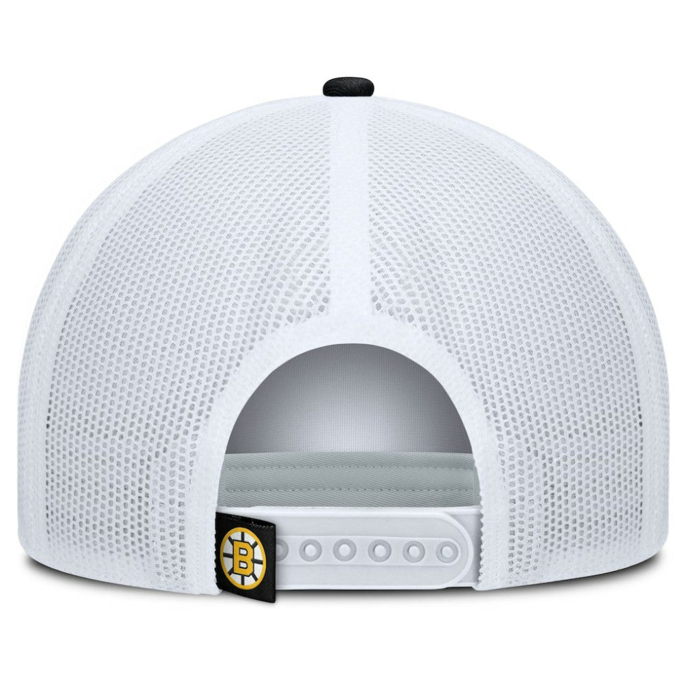 Boston Bruins Fanatics Heritage Dutch A-Frame Trucker Adjustable Hat - Black/White Hats