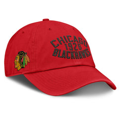 Chicago Blackhawks Fanatics Fundamentals Archer Adjustable Hat - Red Hats