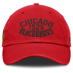 Chicago Blackhawks Fanatics Fundamentals Archer Adjustable Hat - Red Hats