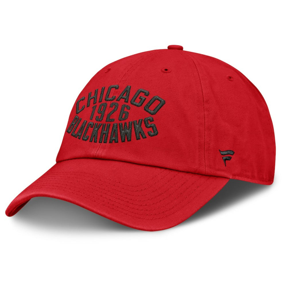 Chicago Blackhawks Fanatics Fundamentals Archer Adjustable Hat - Red Hats