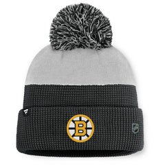 Boston Bruins Fanatics Authentic Pro Home Ice Cuffed Knit Hat with Pom - Black/Gray Hats