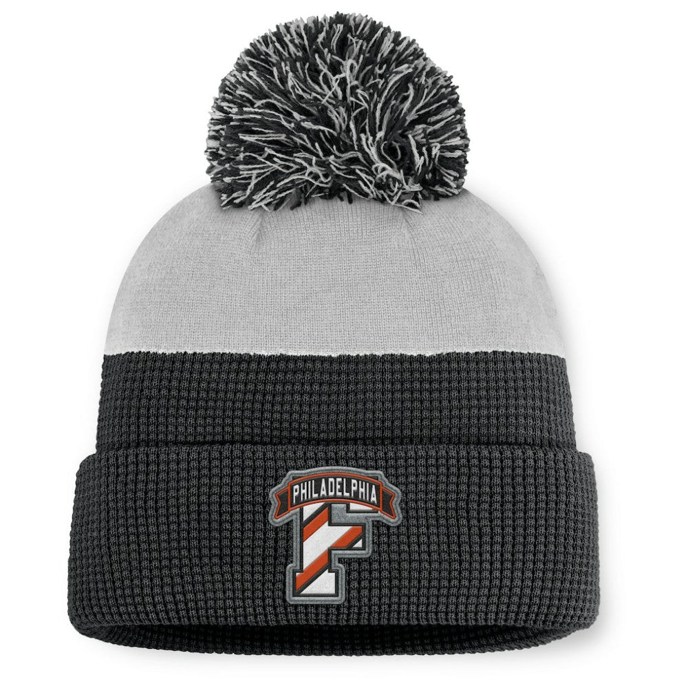 Philadelphia Flyers Fanatics Authentic Pro Home Ice Cuffed Knit Hat with Pom - Black/Gray Hats