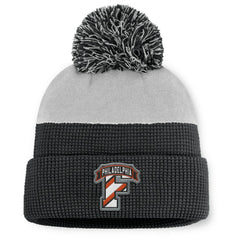 Philadelphia Flyers Fanatics Authentic Pro Home Ice Cuffed Knit Hat with Pom - Black/Gray Hats