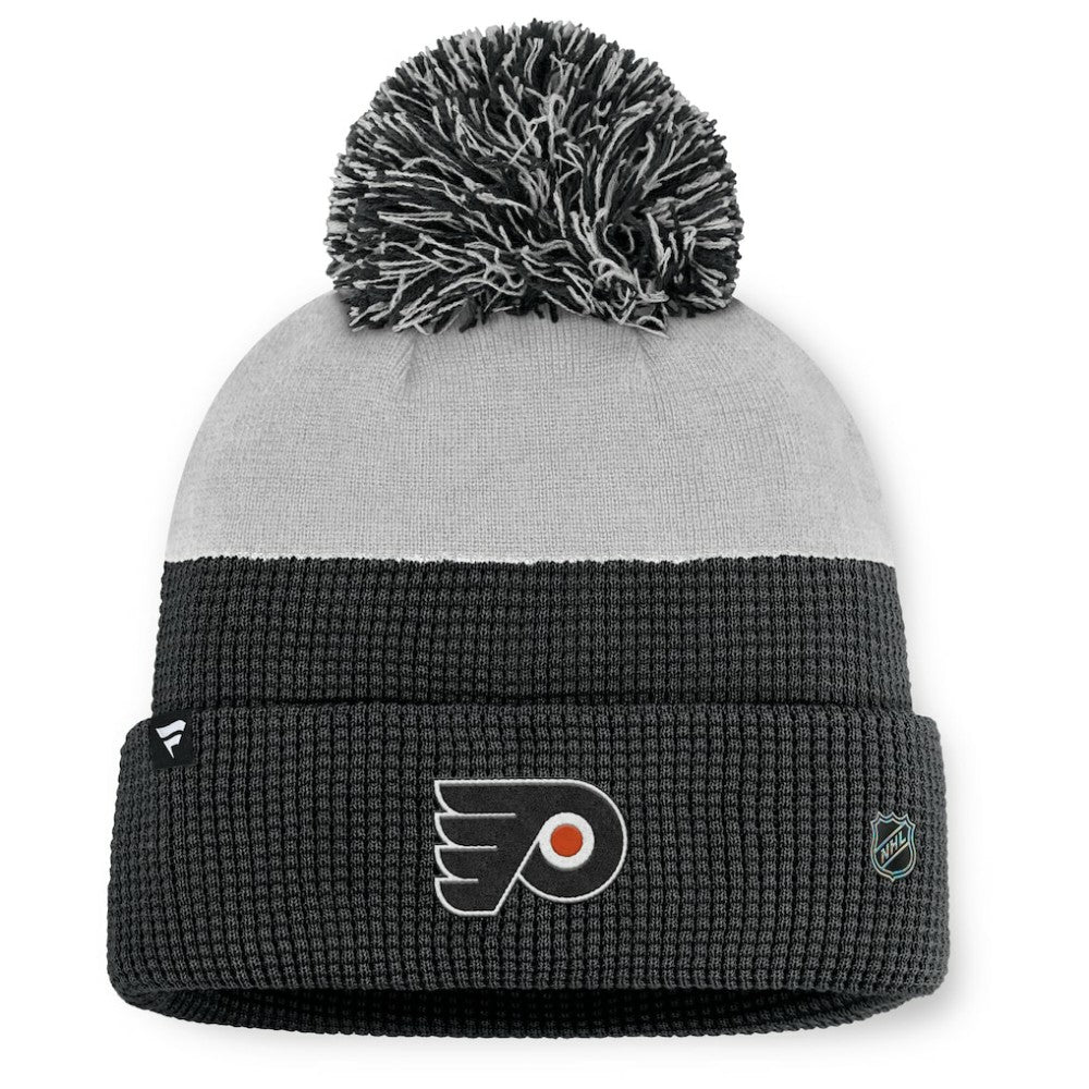 Philadelphia Flyers Fanatics Authentic Pro Home Ice Cuffed Knit Hat with Pom - Black/Gray Hats