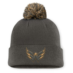 Washington Capitals Fanatics Authentic Pro Military Appreciation Cuffed Knit Hat with Pom - Charcoal Hats