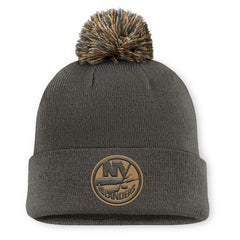 New York Islanders Fanatics Authentic Pro Military Appreciation Cuffed Knit Hat with Pom - Charcoal Hats