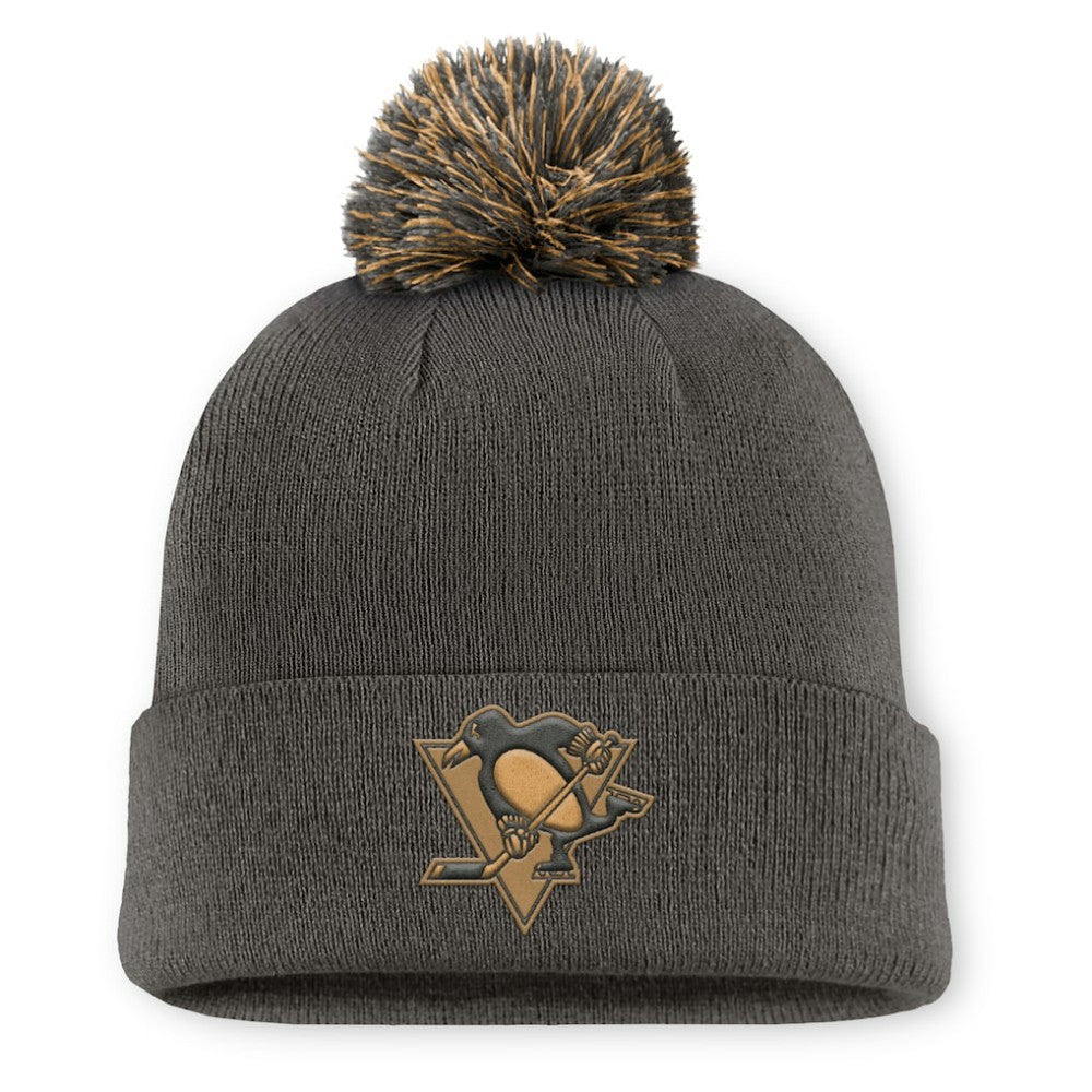 Pittsburgh Penguins Fanatics Authentic Pro Military Appreciation Cuffed Knit Hat with Pom - Charcoal Hats