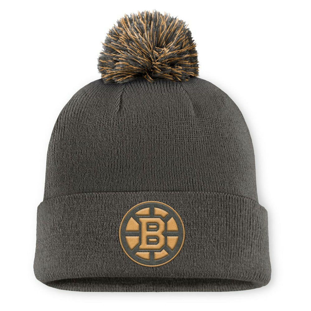 Boston Bruins Fanatics Authentic Pro Military Appreciation Cuffed Knit Hat with Pom - Charcoal Hats
