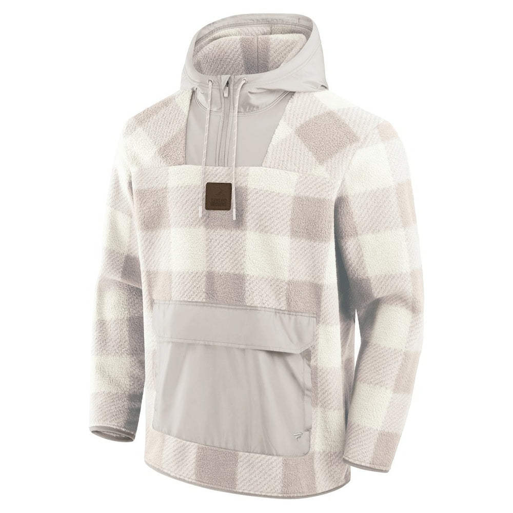 Cleveland Browns Elements Plaid Polar Fleece Quarter-Zip Hoodie - Gray on sale