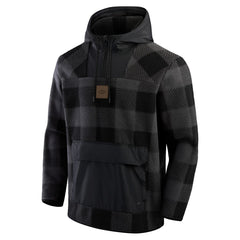New York Jets Elements Plaid Polar Fleece Quarter-Zip Hoodie - Black discount