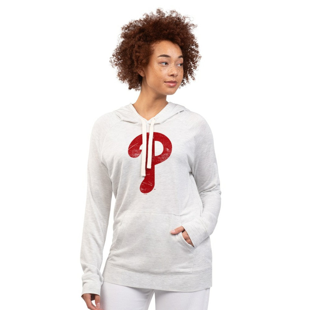 Philadelphia Phillies G-III 4Her by Carl Banks Women's Pregame Pullover Hoodie Oatmeal