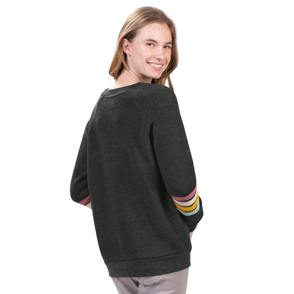 New York Mets G-III 4Her by Carl Banks Women's Allana Stripe Pullover Sweatshirt Charcoal