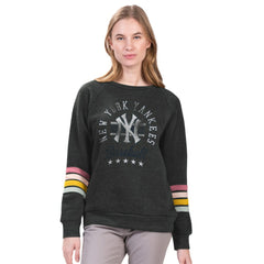 New York Yankees G-III 4Her by Carl Banks Women's Allana Stripe Pullover Sweatshirt Charcoal