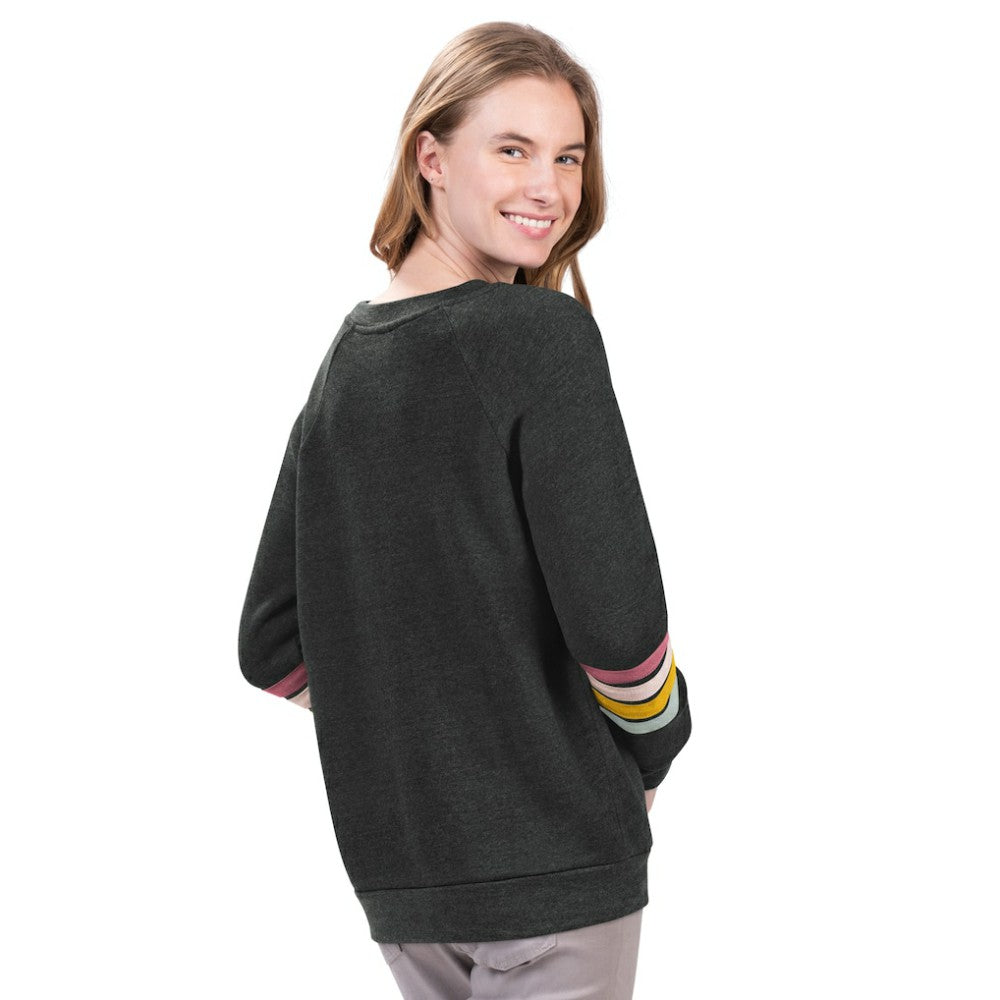 New York Yankees G-III 4Her by Carl Banks Women's Allana Stripe Pullover Sweatshirt Charcoal